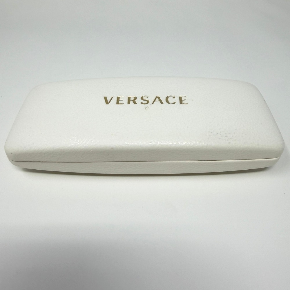 Versace Hard Shell Eyeglass Case White Leather Look Logo - Picture 4 of 10